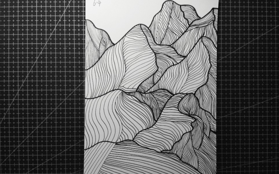 黑白简笔画,勾线笔排线