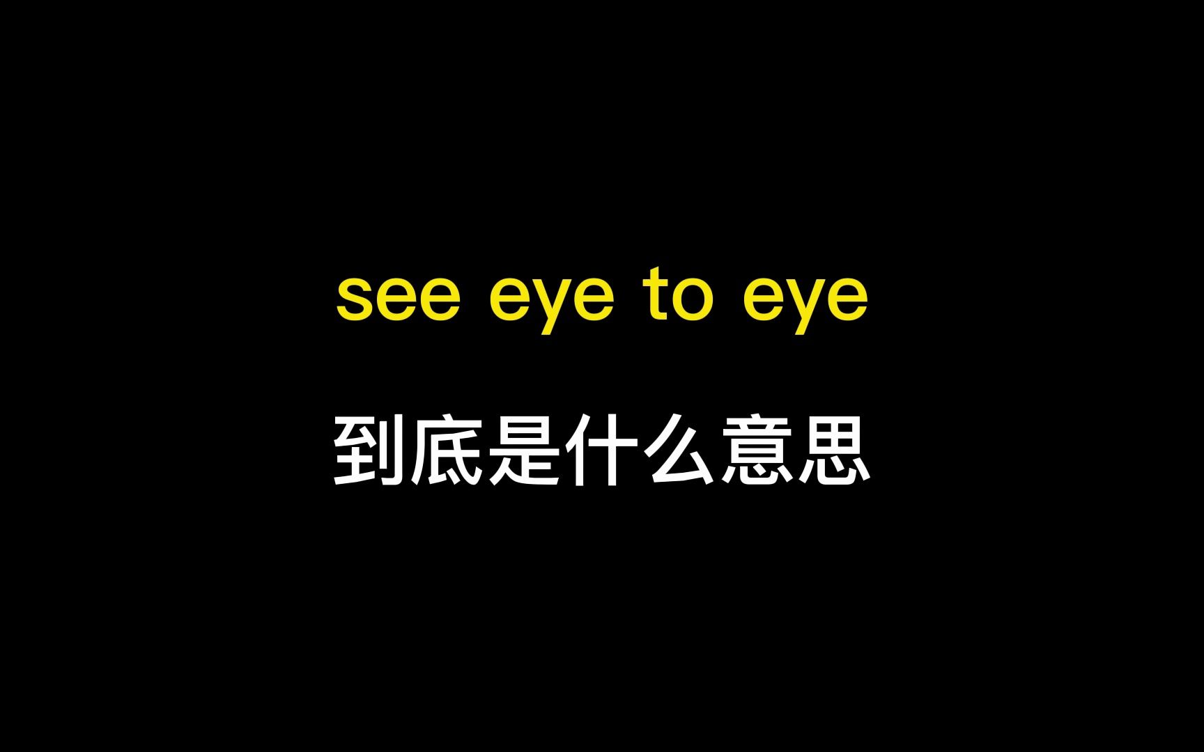 see eye to eye到底是什么意思?哔哩哔哩bilibili