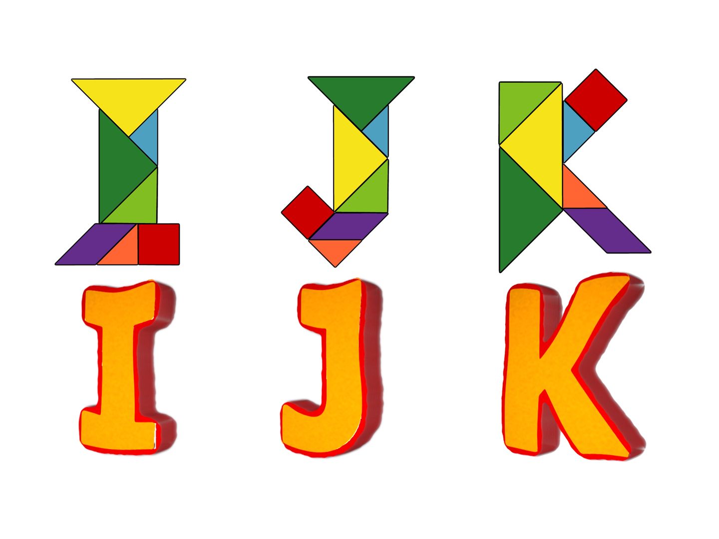 七巧板拼字母i到q tangram abc