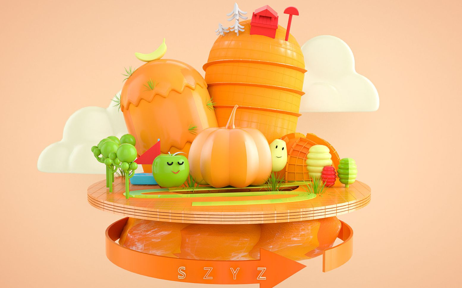 c4d卡通风格建模 c4d低边形建模教程 c4d一节课就能学会的小案例加oc