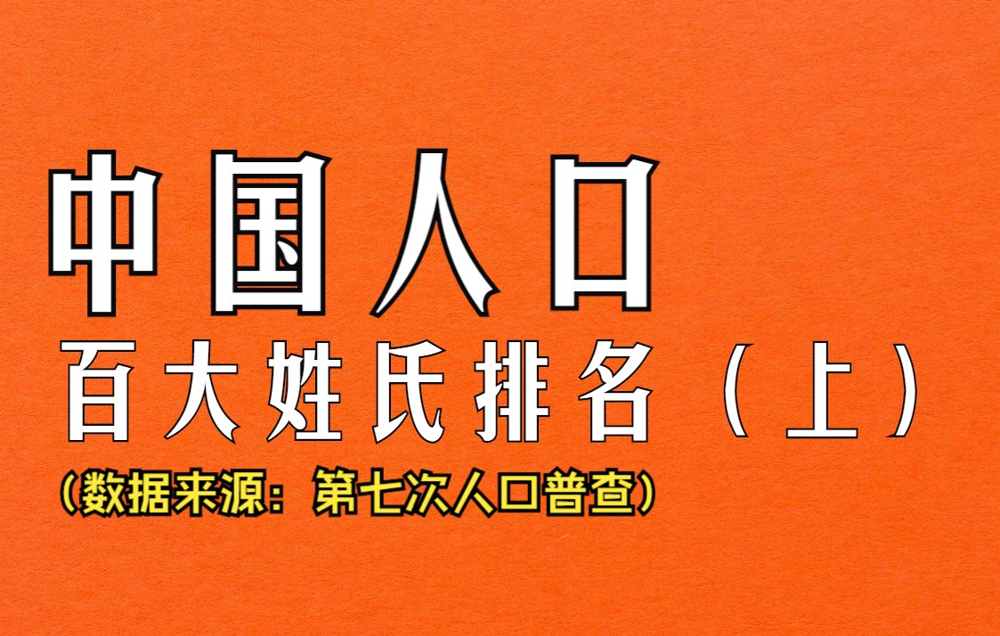 中国人口百大姓氏排名,看看你的姓氏排第几?哔哩哔哩bilibili