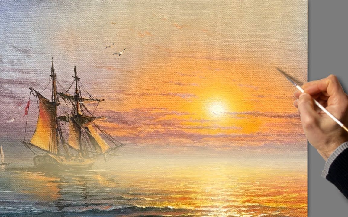 【丙烯画】如果你看过海上日出,就知道它的美有多令人难忘