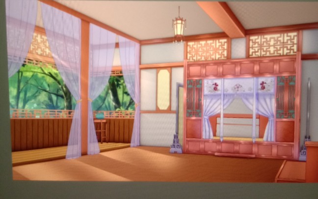 绘画古风闺房场景上色