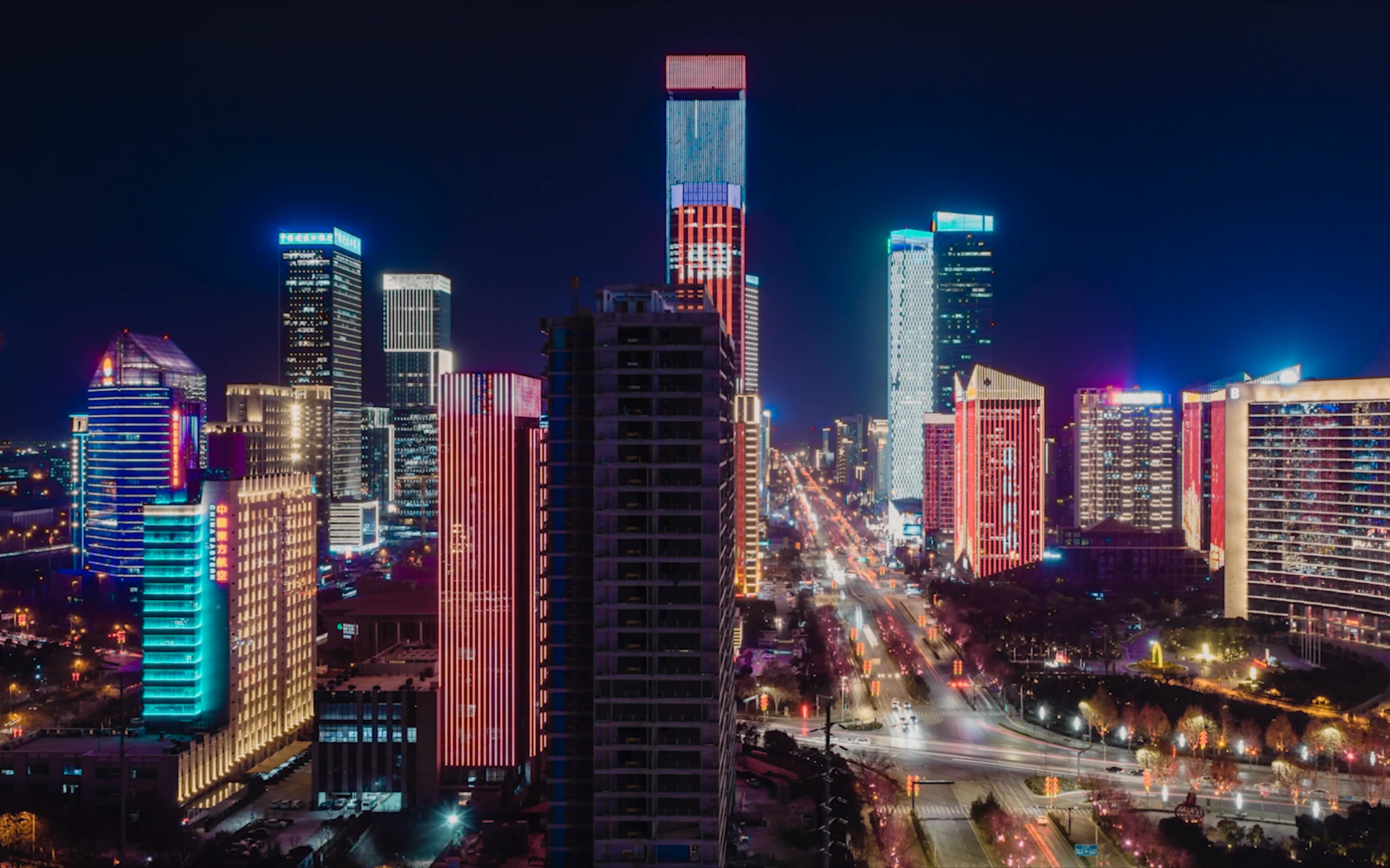 西安高新cbd夜景延时小视频