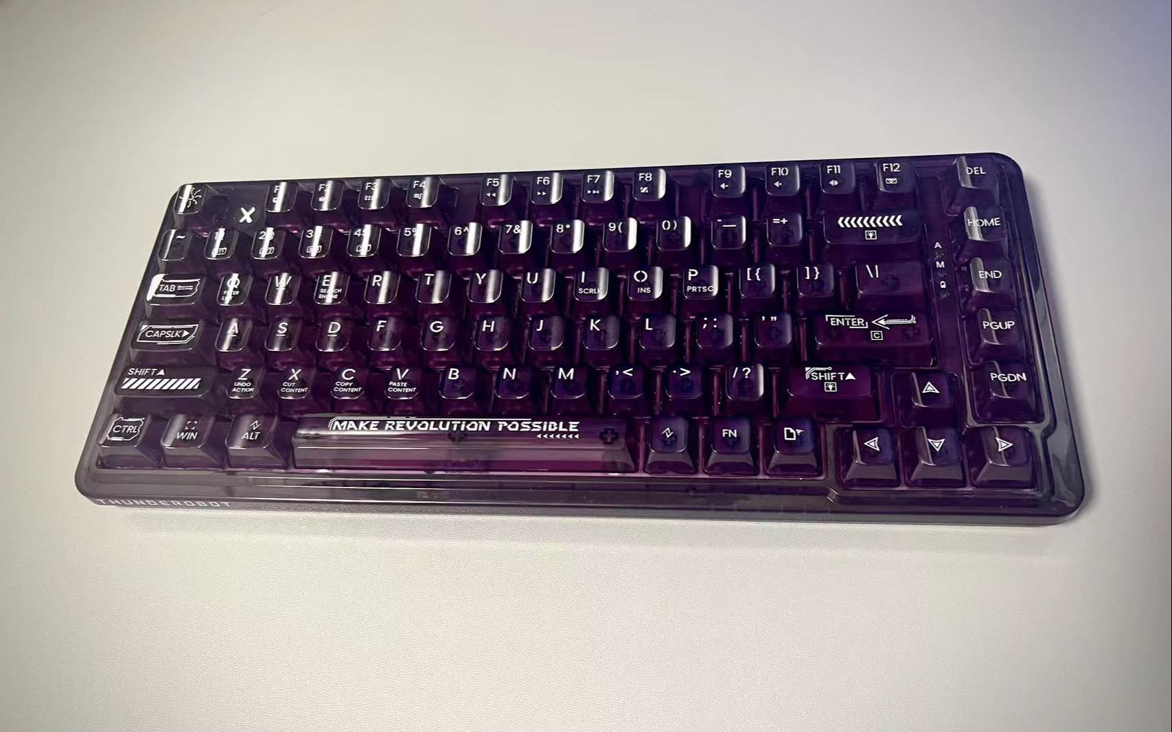 晶莹紫水晶 全透三模机械键盘——雷神k75 月影花舞