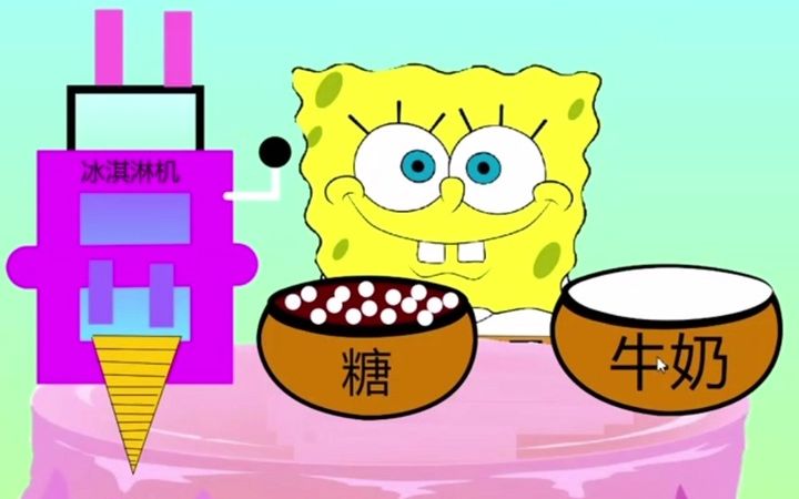 【蒸汽工坊】创意编程作品集 -海绵宝宝制作冰淇淋
