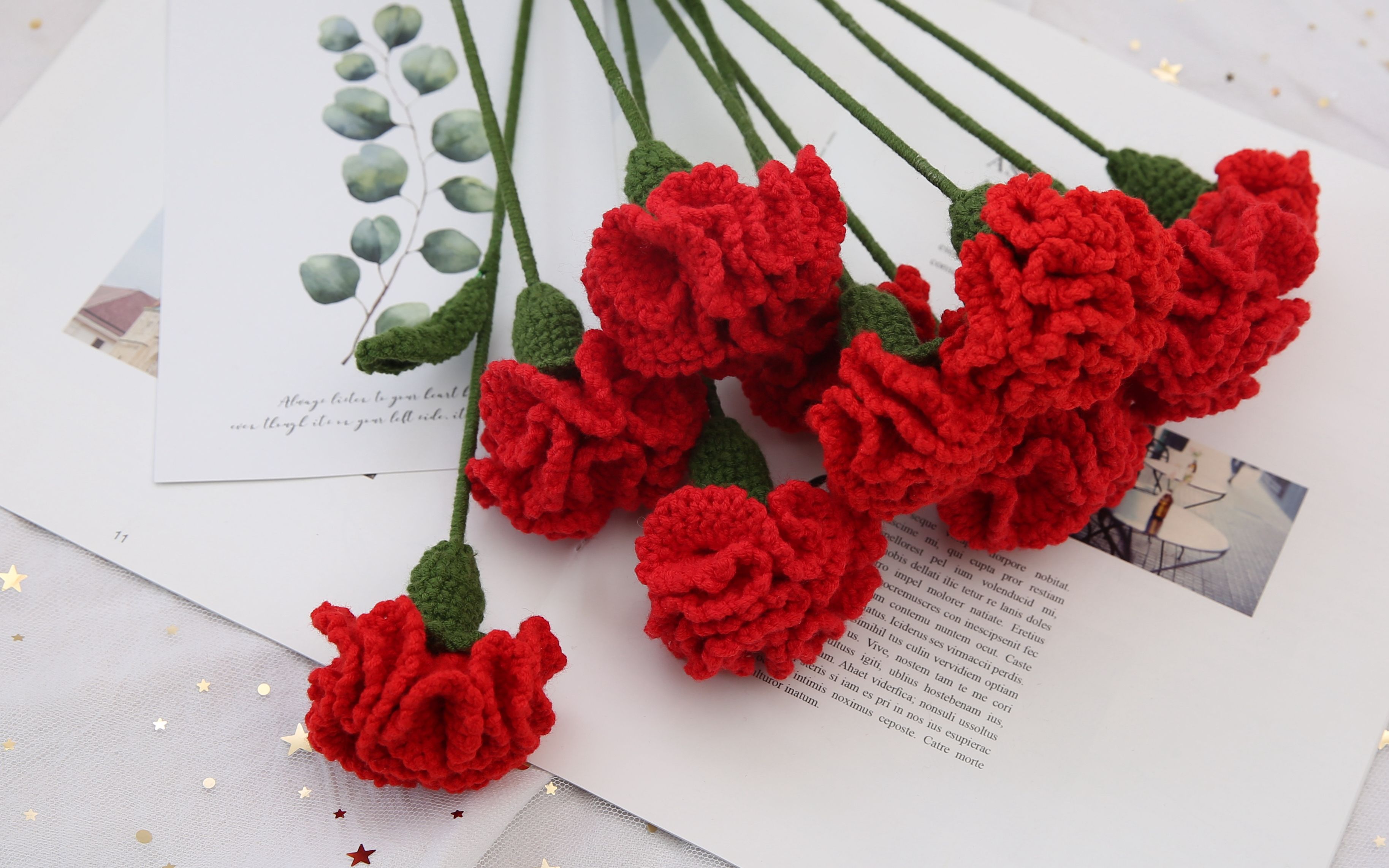 【新手编织教程】康乃馨 花束编织教程 永远爱您!