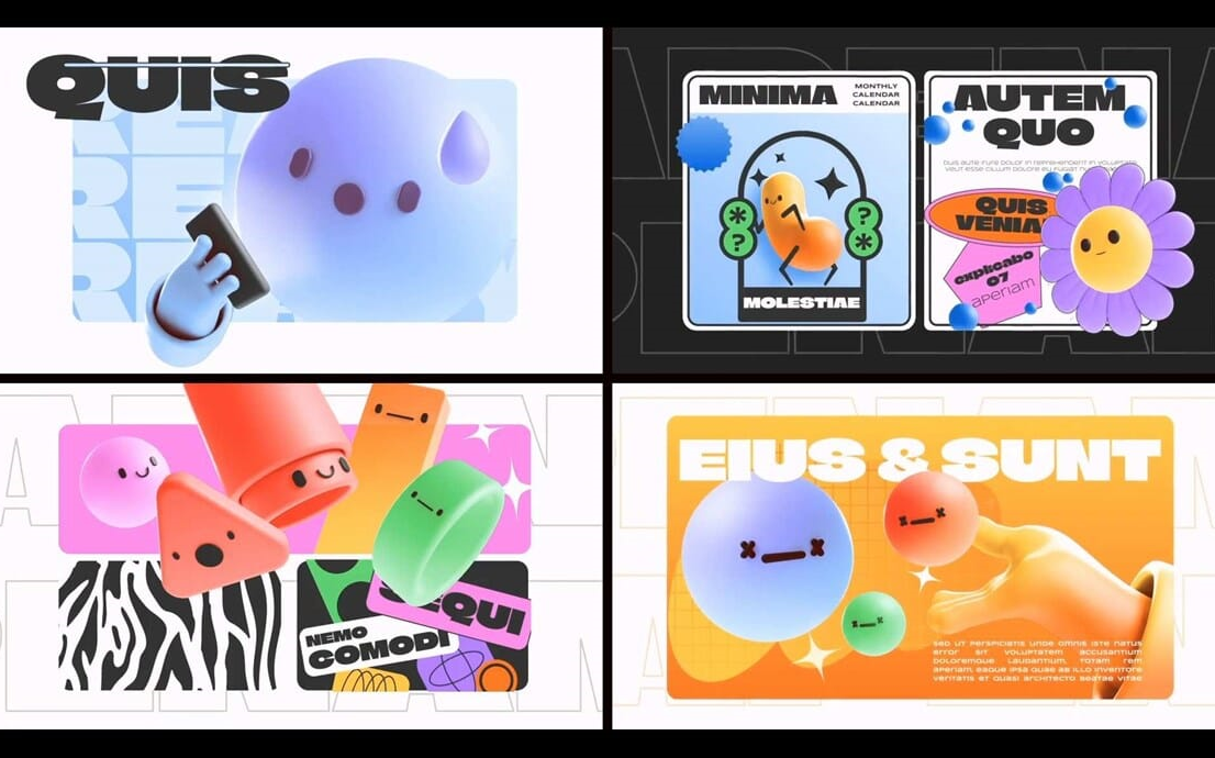 ae模板-3d卡通抽象人物娱乐脱口秀开场片头viedo blog