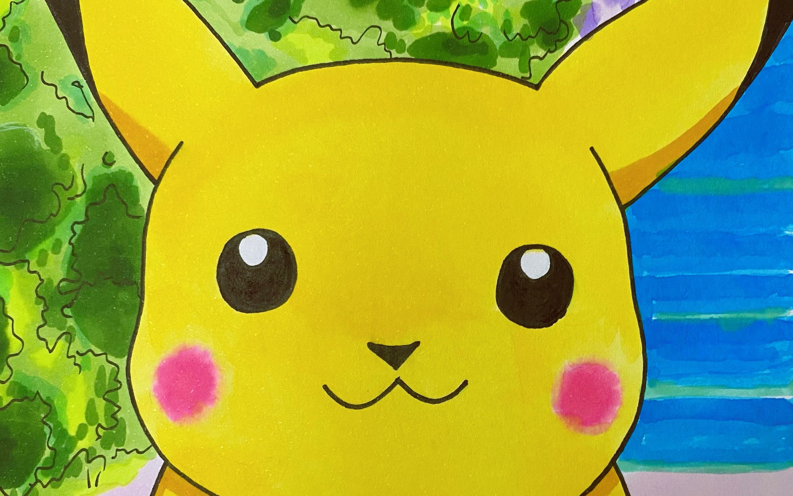 手绘精灵宝可梦︱皮卡丘︱马克笔手绘