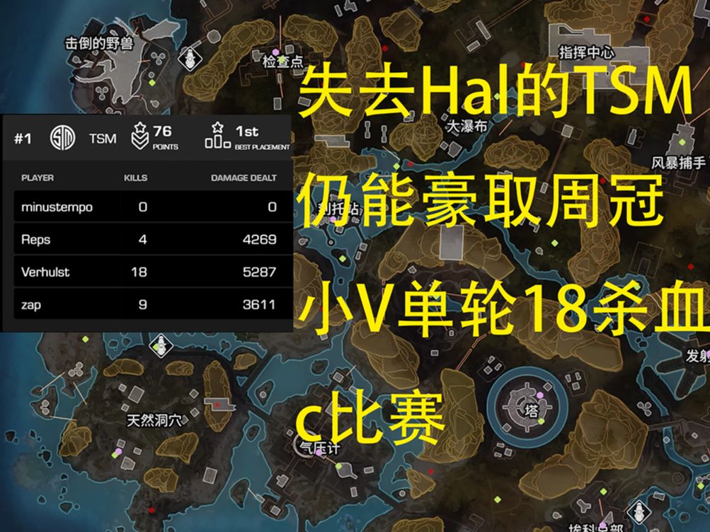 【TSM】失去Hal的TSM仍能豪取周冠 小V单轮18杀血c比赛电子竞技热门视频