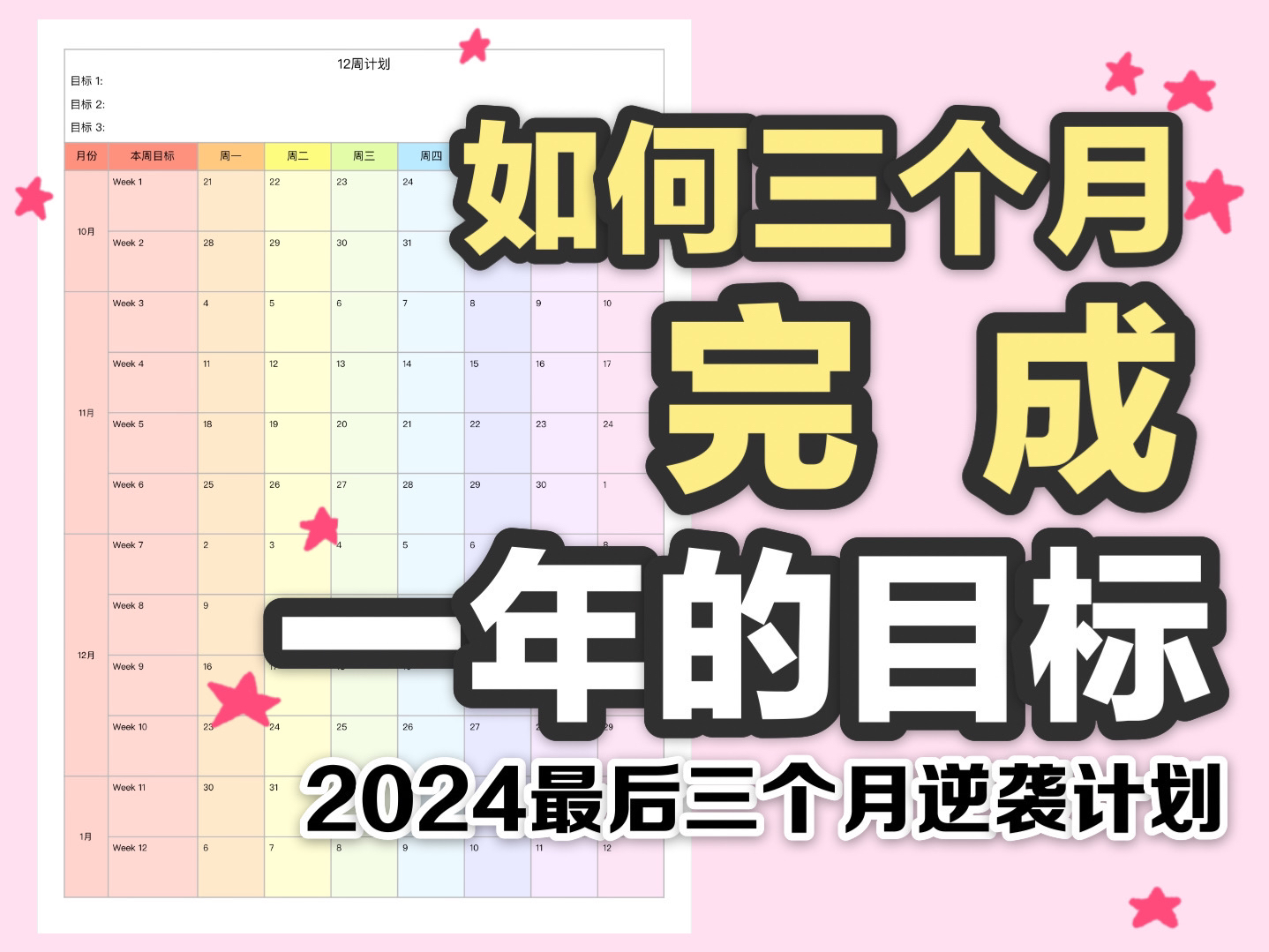 2024年最后三个月完成一年的目标!逆袭计划 时间管理|效率提升|计划表模板 考试学习计划 逆风翻盘哔哩哔哩bilibili