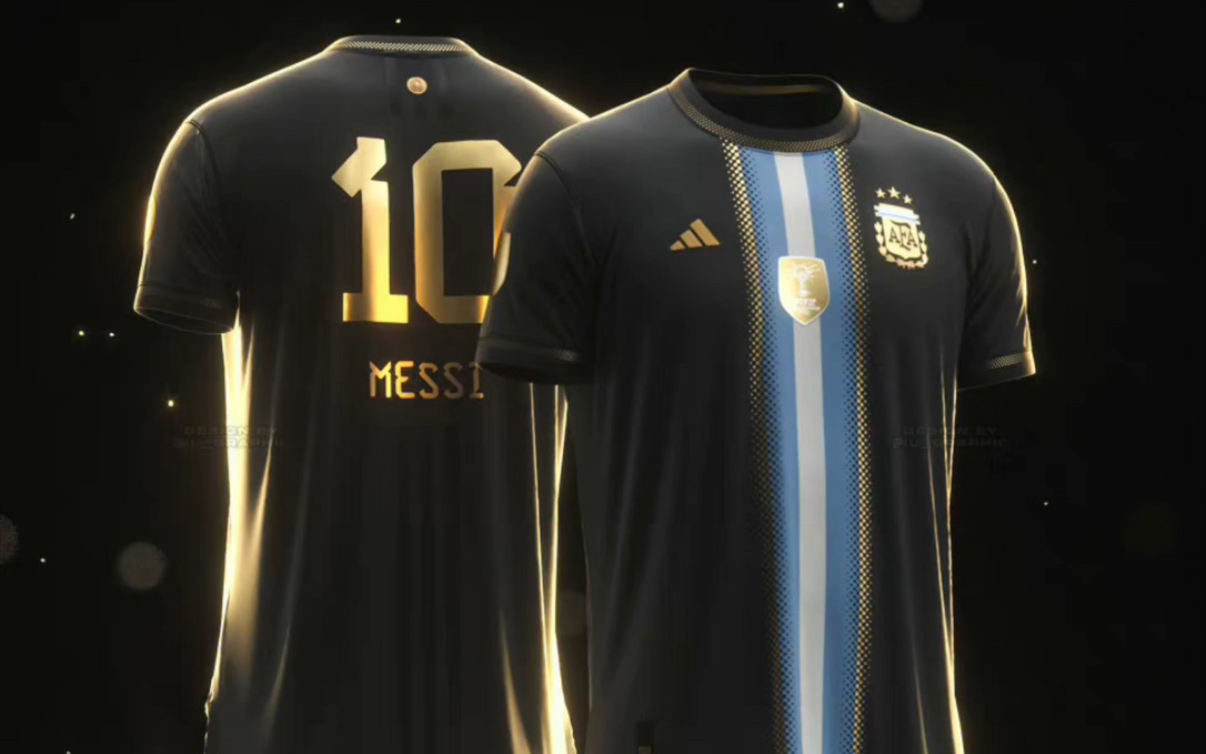 黑金版阿根廷三星纪念球衣,灵感源于梅西举杯瞬间,实物已出