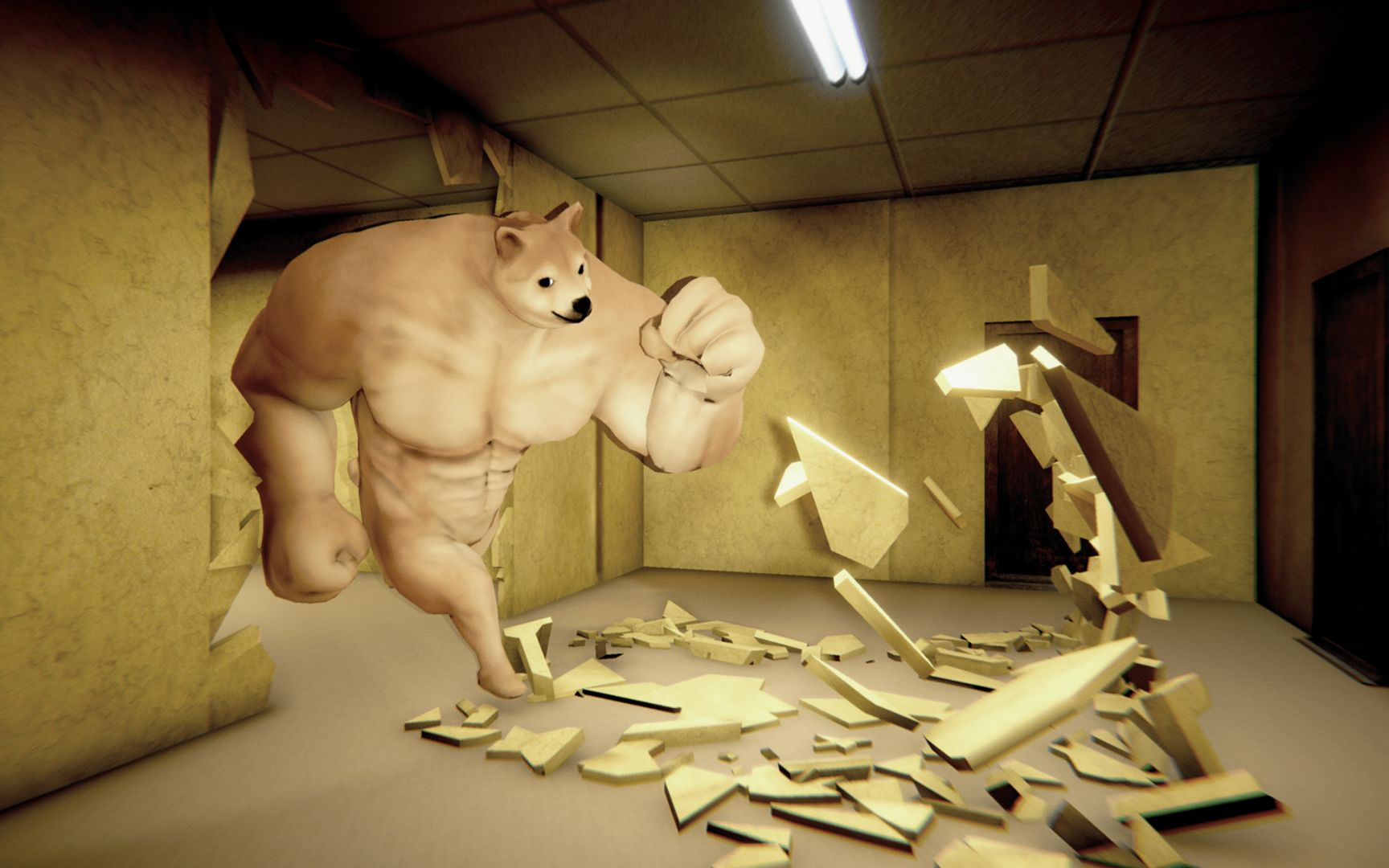 [backrooms]在迷宫中被肌肉doge死追!只要一放松就可能被锤飞几米远!