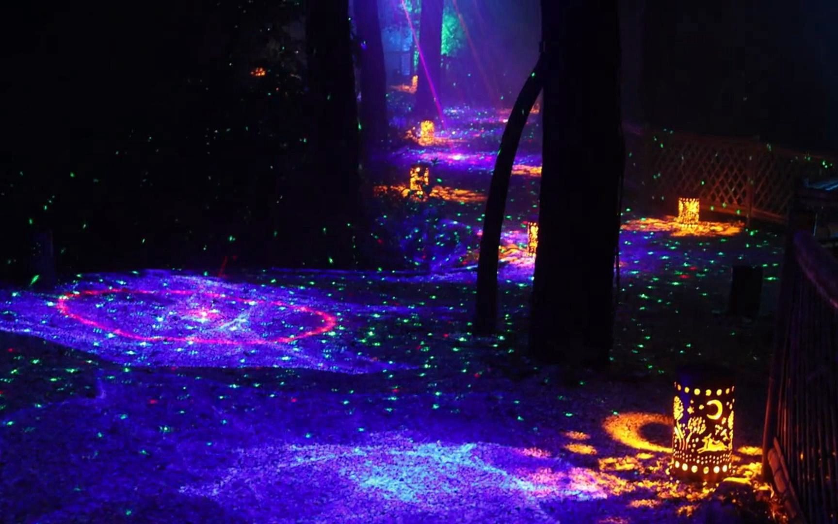 全息森林投影 地面投影 萤火虫灯激光灯多设备打造创新夜游亮化