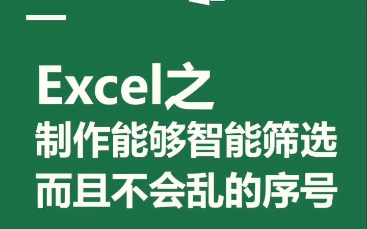 Excel之制作能够智能筛选,而且不会乱的序号哔哩哔哩bilibili