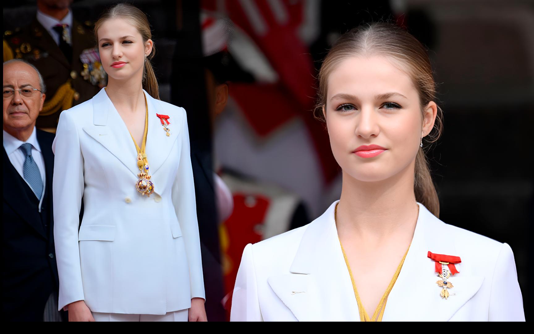 莱昂诺尔公主在18岁生日之际作为王位继承人在西班牙人民面前发表演讲