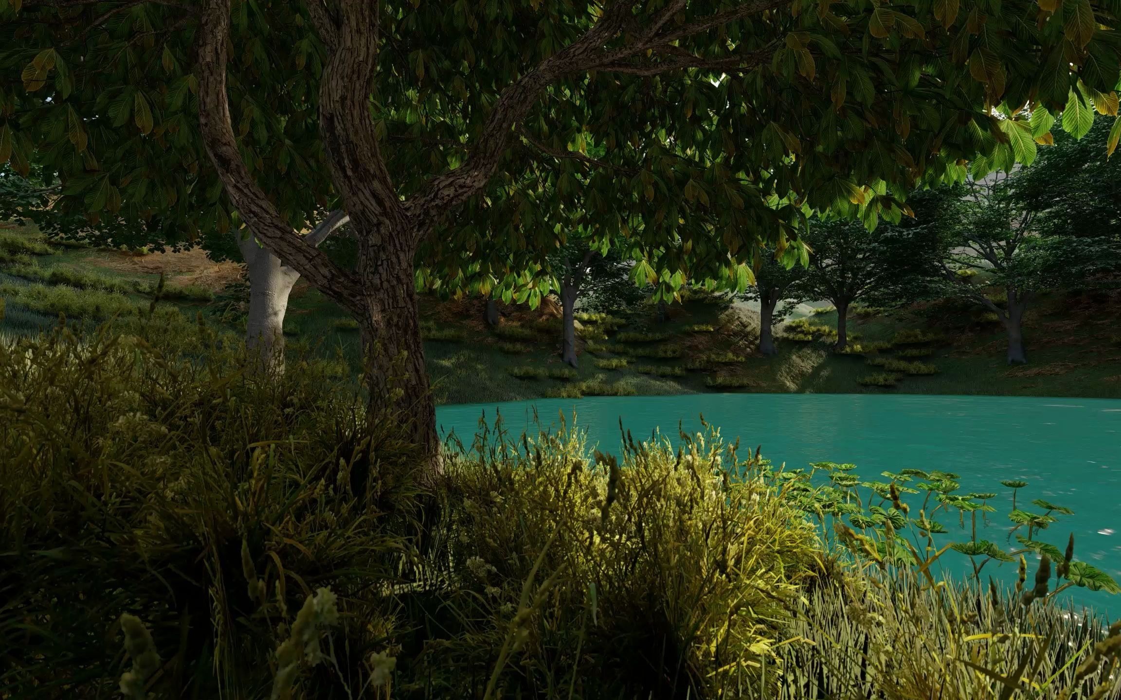 雨天小树林工业设计3d游戏场景建模渲染动画