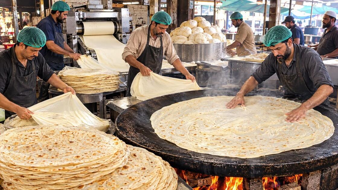 Rumala Roti 巴基斯坦巨型Rumali Roti!超大圆锅一次做一大批🔥_哔哩哔哩_bilibili