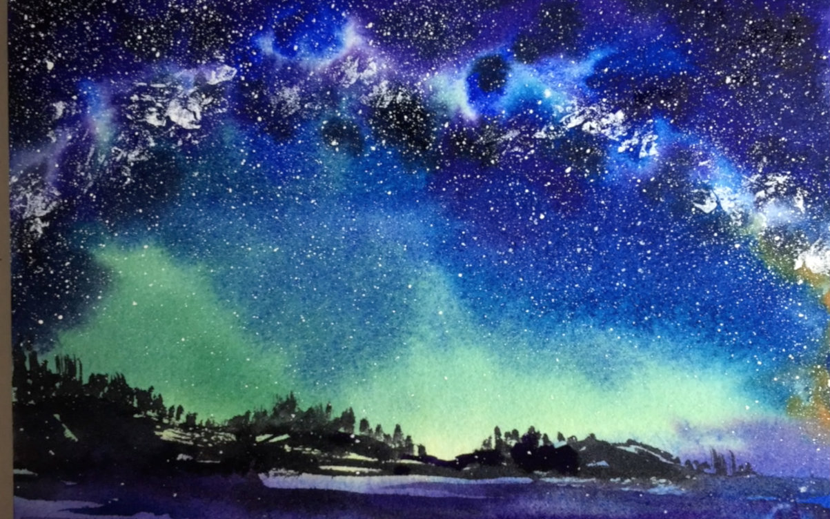 untamed little wolf〕水彩银河明信片视频_绘画_生活_bilibili