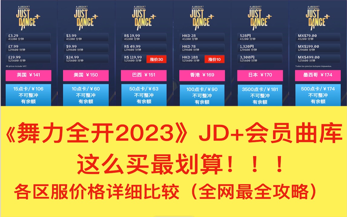 [图]《舞力全开2023》会员曲库JD+这么买最划算！附各区服详细价格对比。