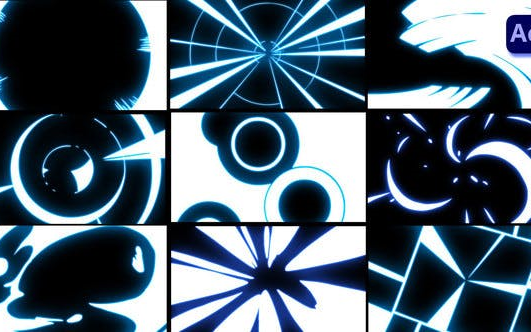 ae模板-手绘能量转场过渡 放射线条转场过渡 flash