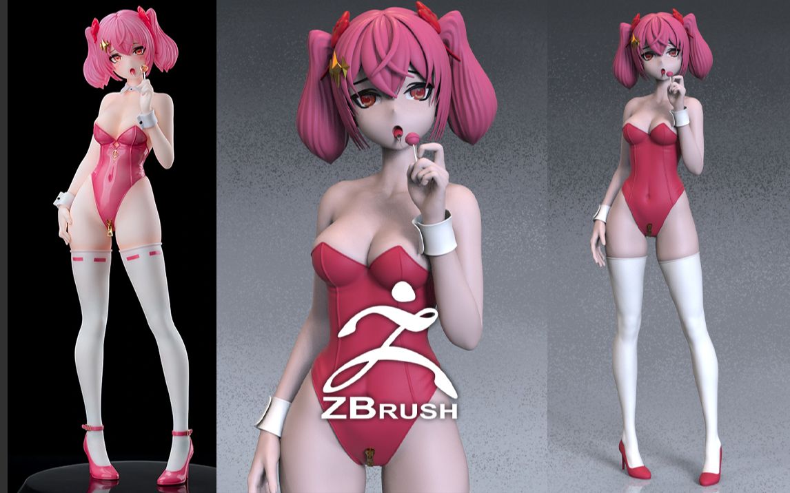 【3D】未成年禁入!白丝比基尼 zbrush二次元少女人物角色模型雕刻教程!哔哩哔哩bilibili