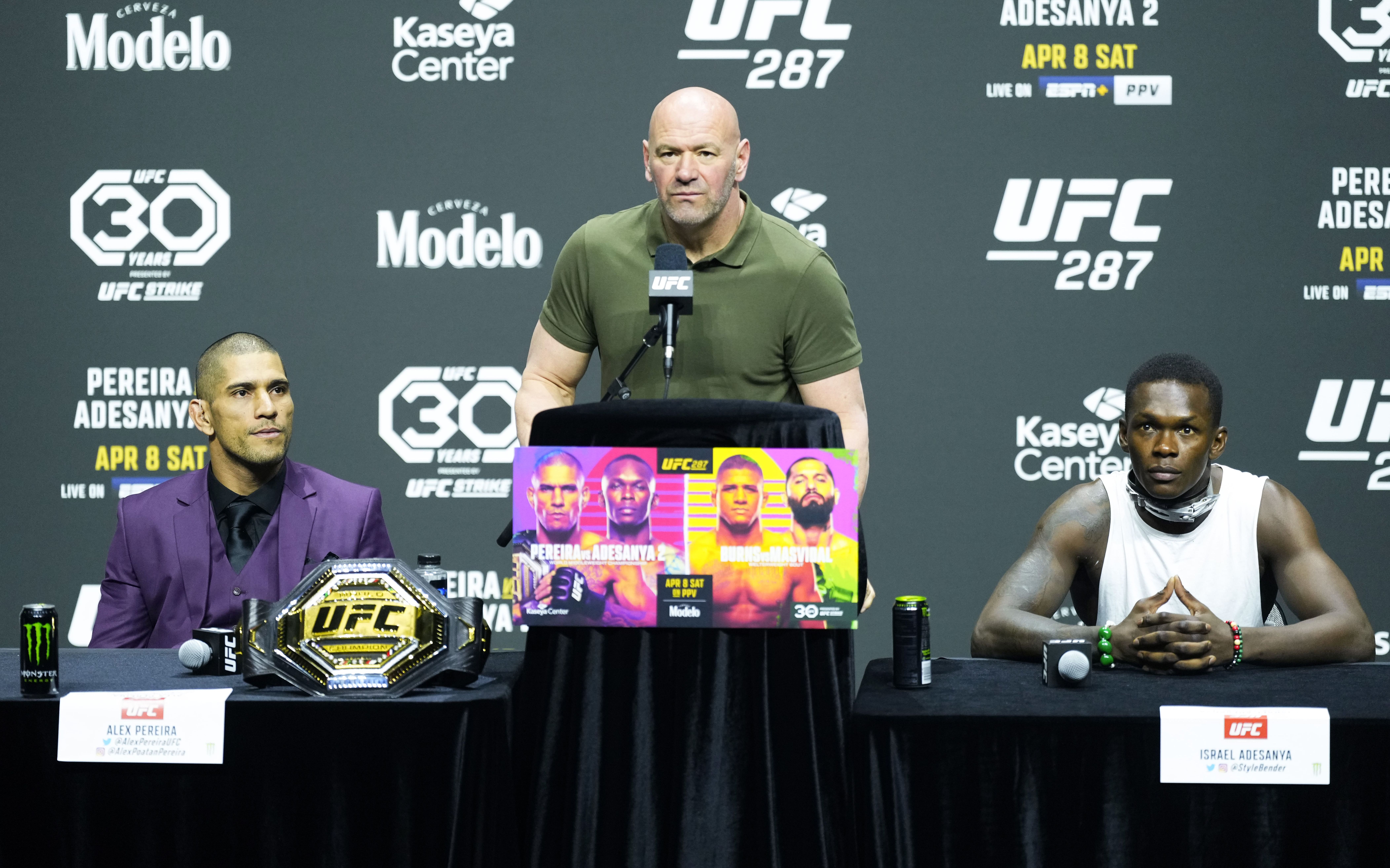 【ufc287 | 赛前发布会】高光片段:佩雷拉没穿皮卡丘,阿迪萨亚扮狼犬