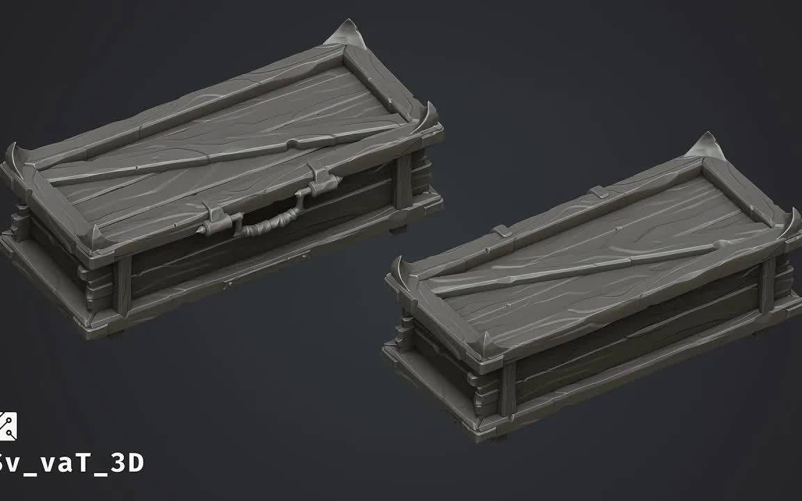 风格化的木头箱子zbrush雕刻