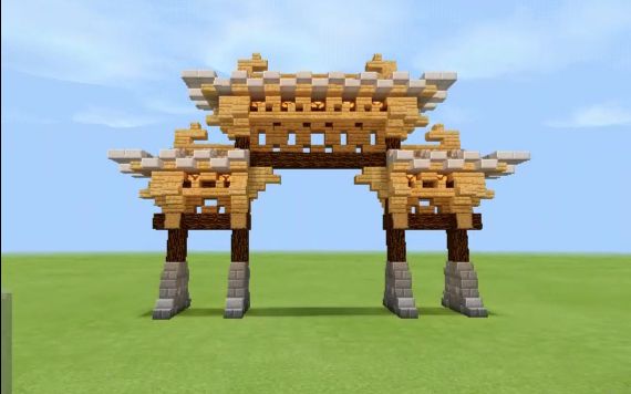 【minecraft建筑教程】简单小型中式古风牌坊