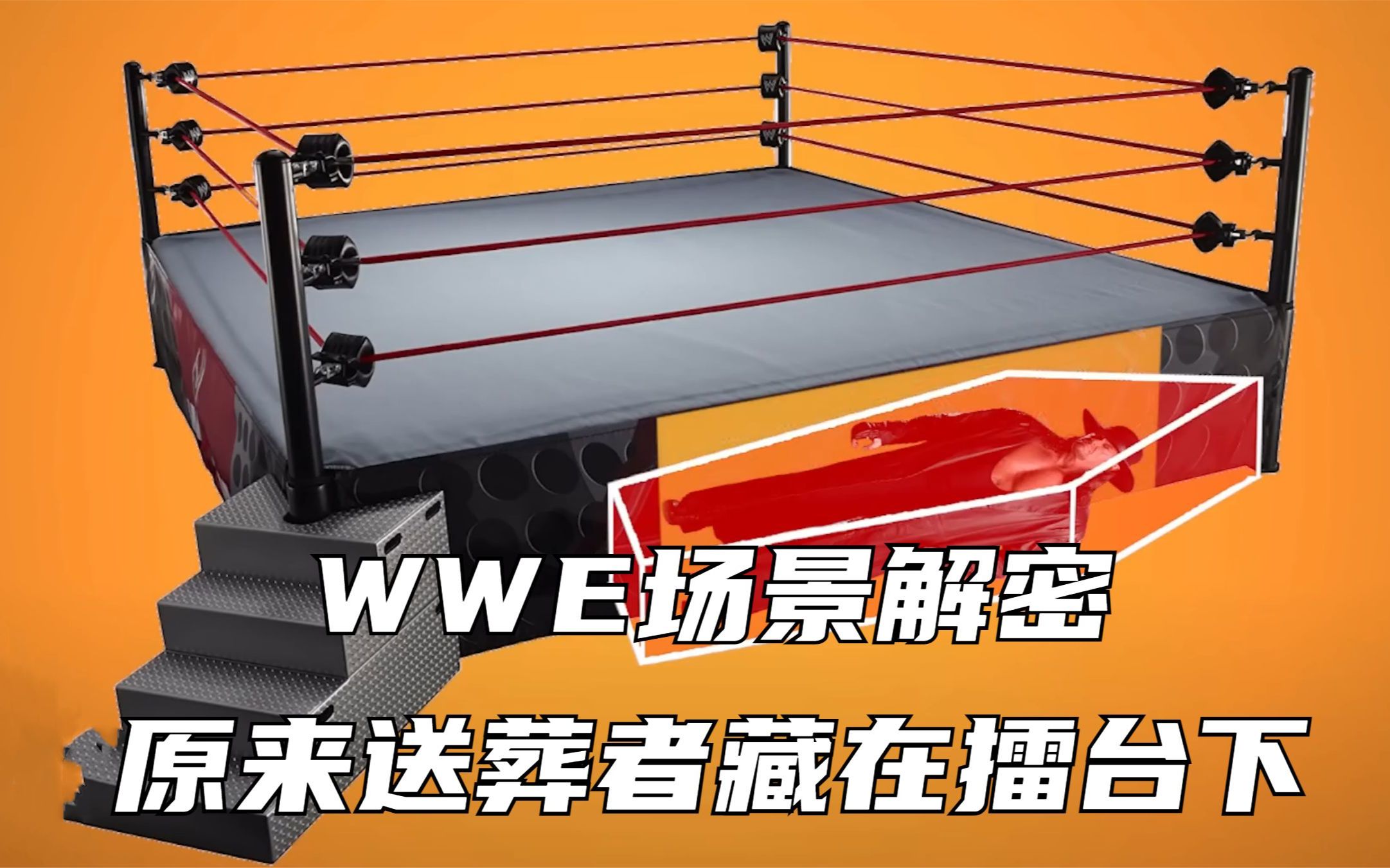 [图]WWE特殊场景解密，原理送葬者一直藏在擂台下！