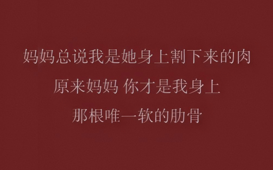 【原创文学】“妈妈总说我是她身上割下来的肉,原来妈妈 你才是我身上,那根唯一软的肋骨.”哔哩哔哩bilibili