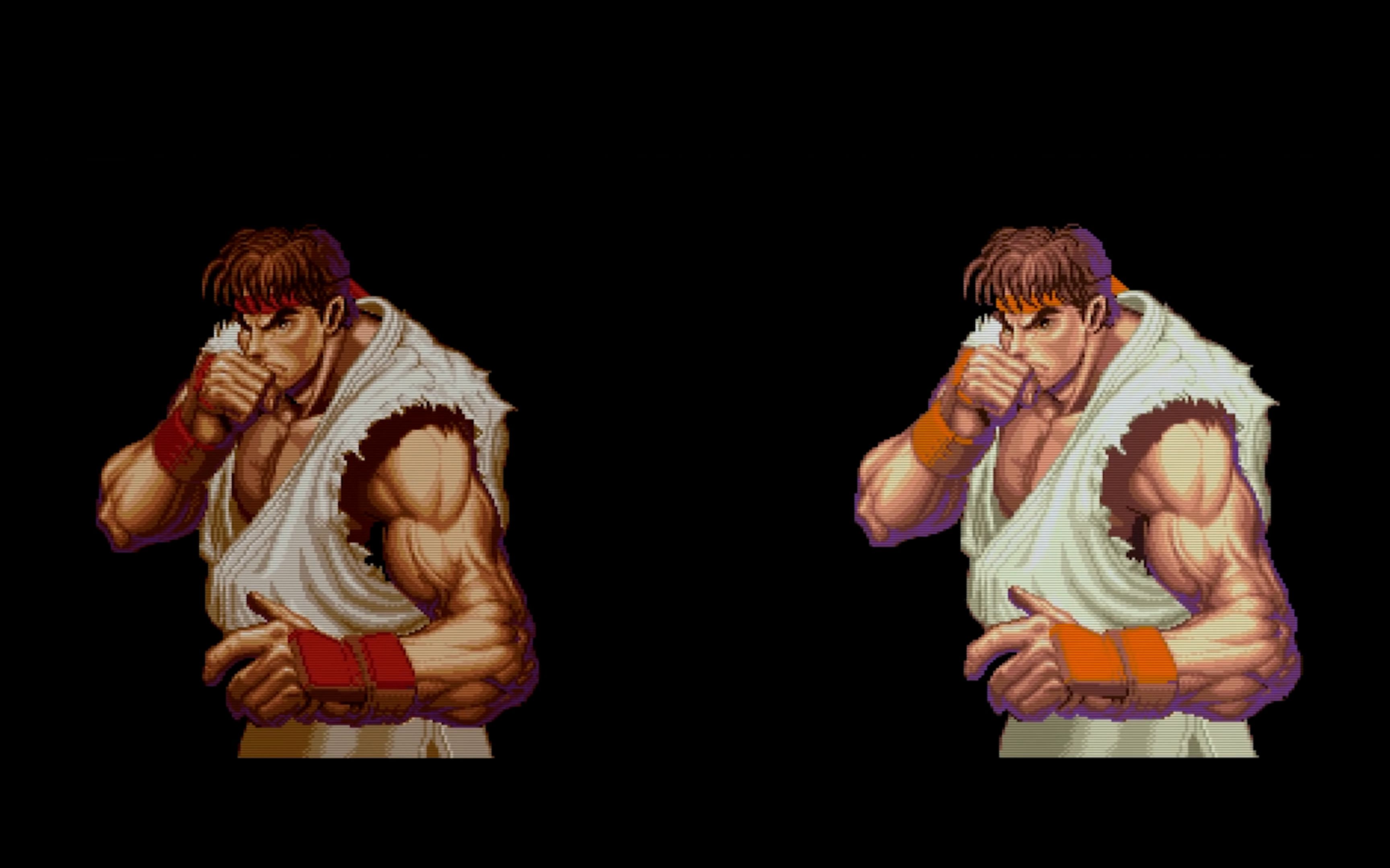 [图]SFC 16人街霸 原始和hack 实机画面对比 Super Street Fighter II