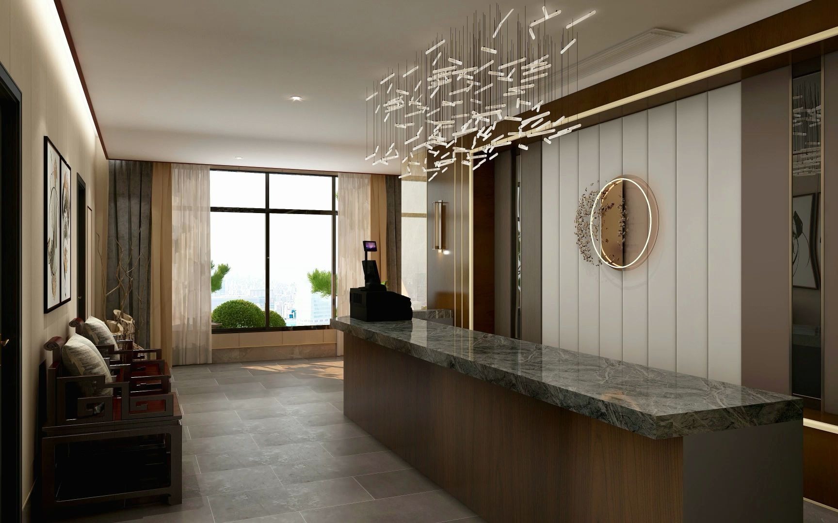 《江上悦》新中式 工装足浴店 蒹葭苍苍,白露为霜.