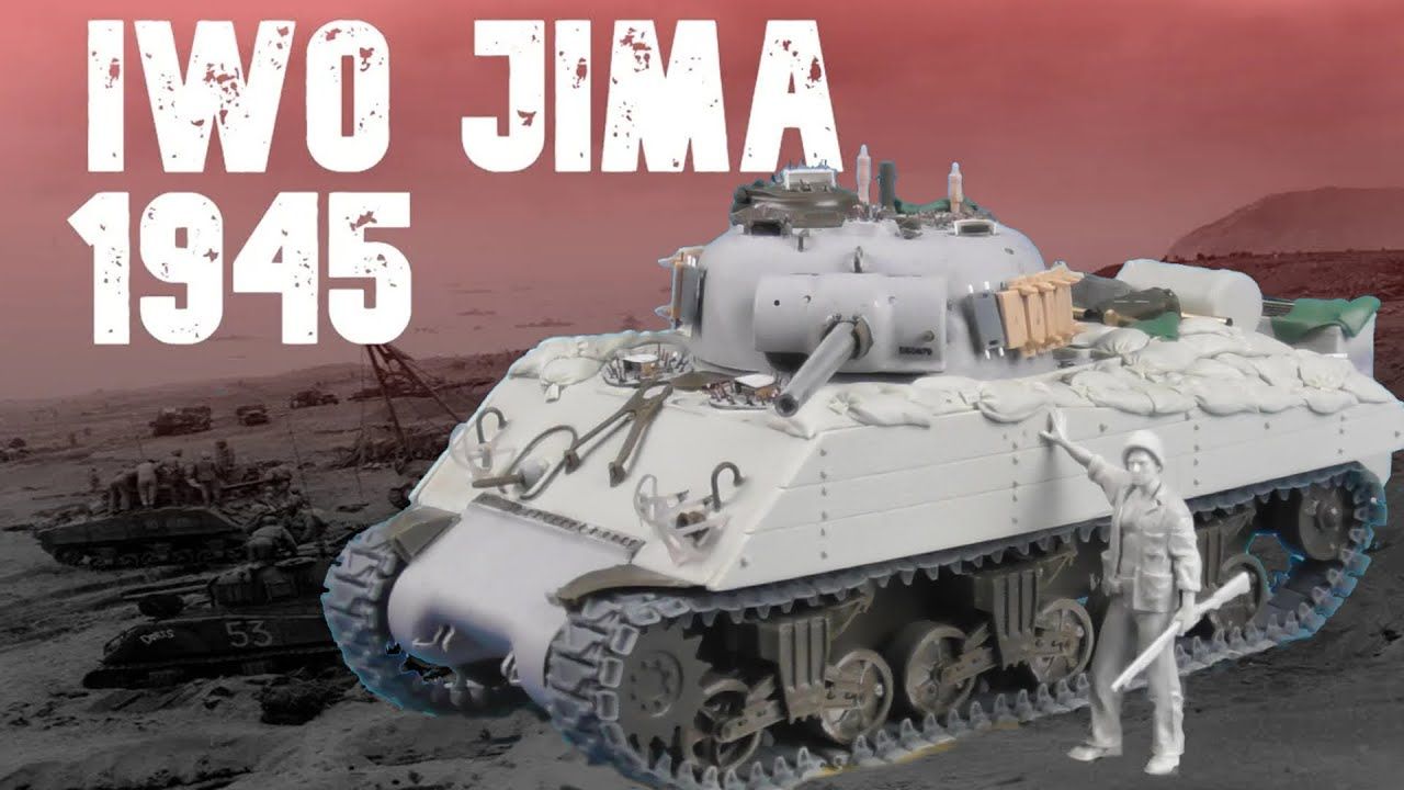 asuka model 1/35 美国海军陆战队硫磺岛 m4a3 谢尔曼坦克模型制作