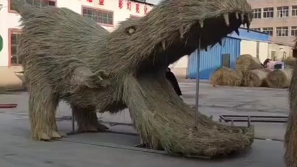 大型草雕艺术稻草编大河马造型雕塑稻草大猩猩稻草制作手工艺术稻草