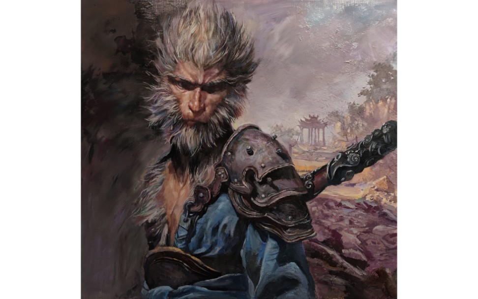 [油画手绘]孙悟空,木板里蹦出的齐天大圣-致敬3a游戏大作《黑神话悟空