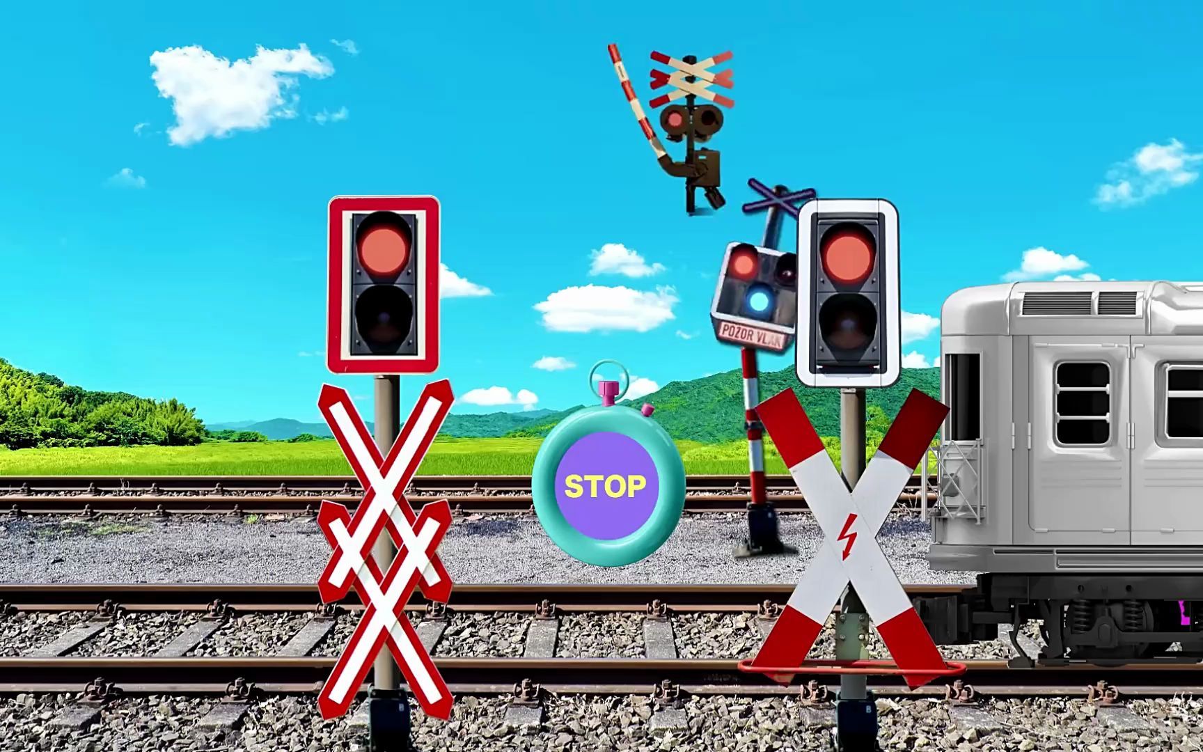 红绿灯个小火车一起玩游戏,123木头人,谁会是最后的赢家呢?