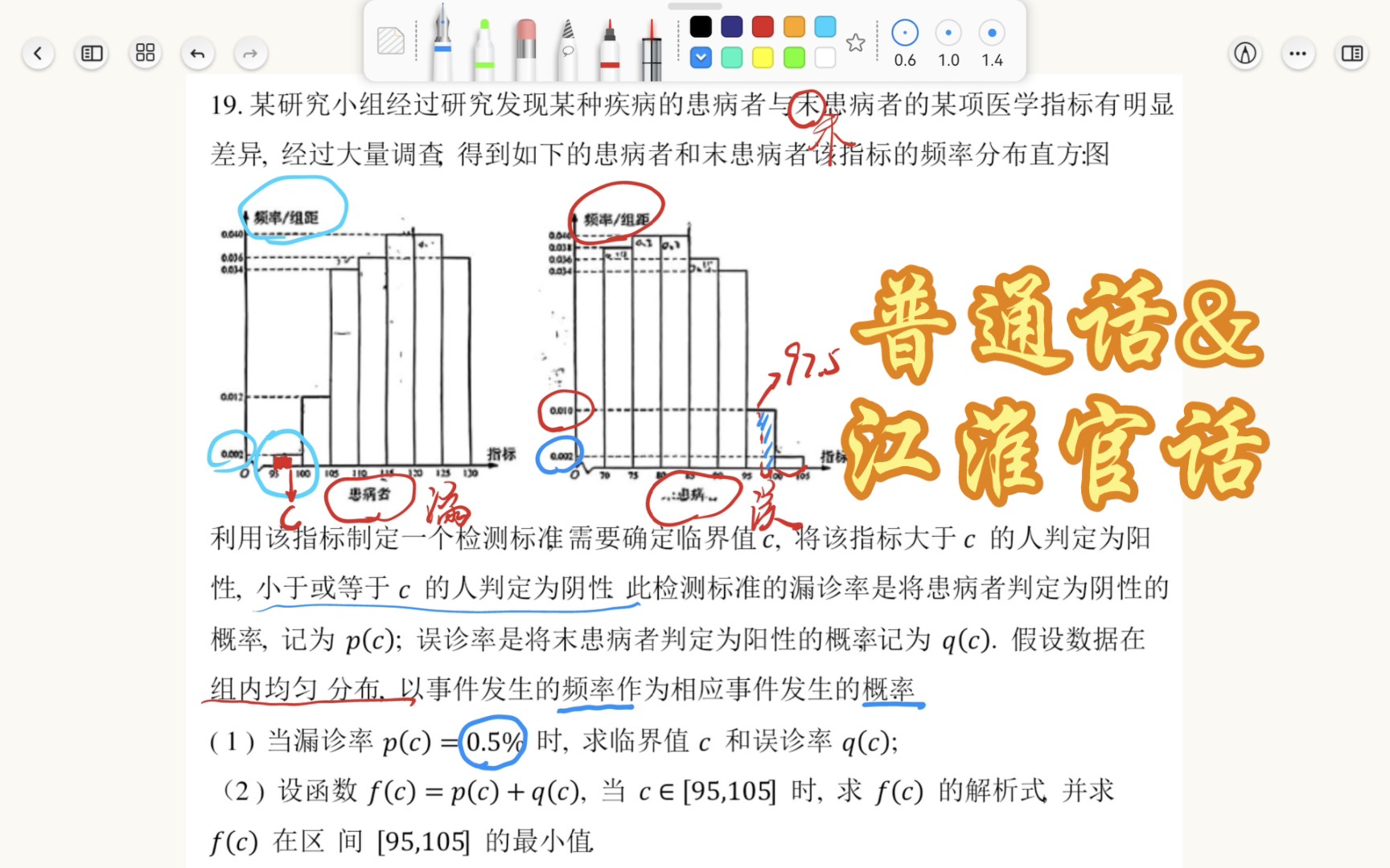 [图]《小刘老师讲数学》系列微课第13集～漏诊率与误诊率如何最小？（普通话与江淮官话双语版）