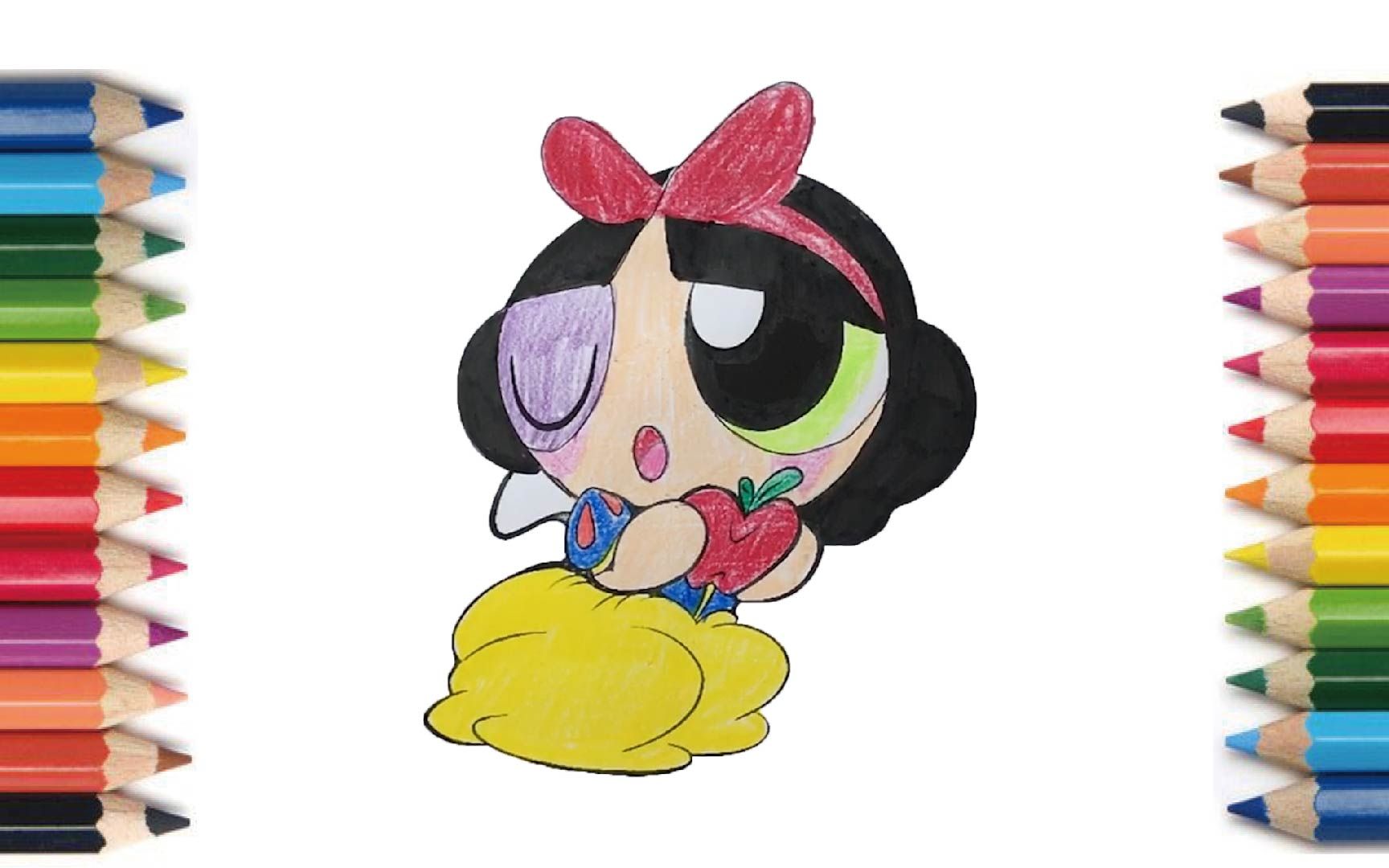 white 【塗り絵】パワーパフガールズ 白雪姫 【涂色】飞天小女警