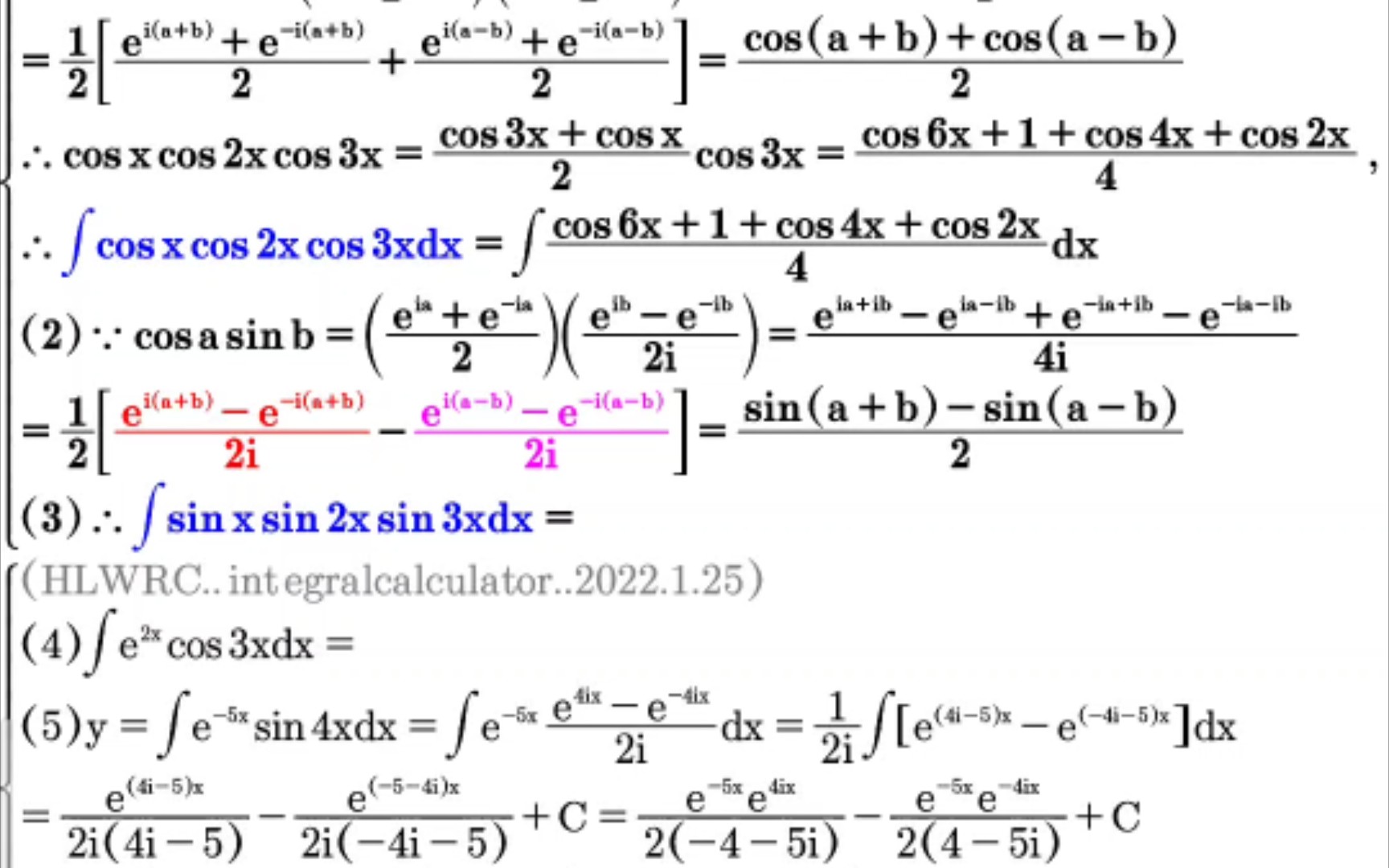 【欧拉公式破解不定积分】∫(excosx)dx之类∫(exsinx)dx@海离薇.哔哩哔哩bilibili