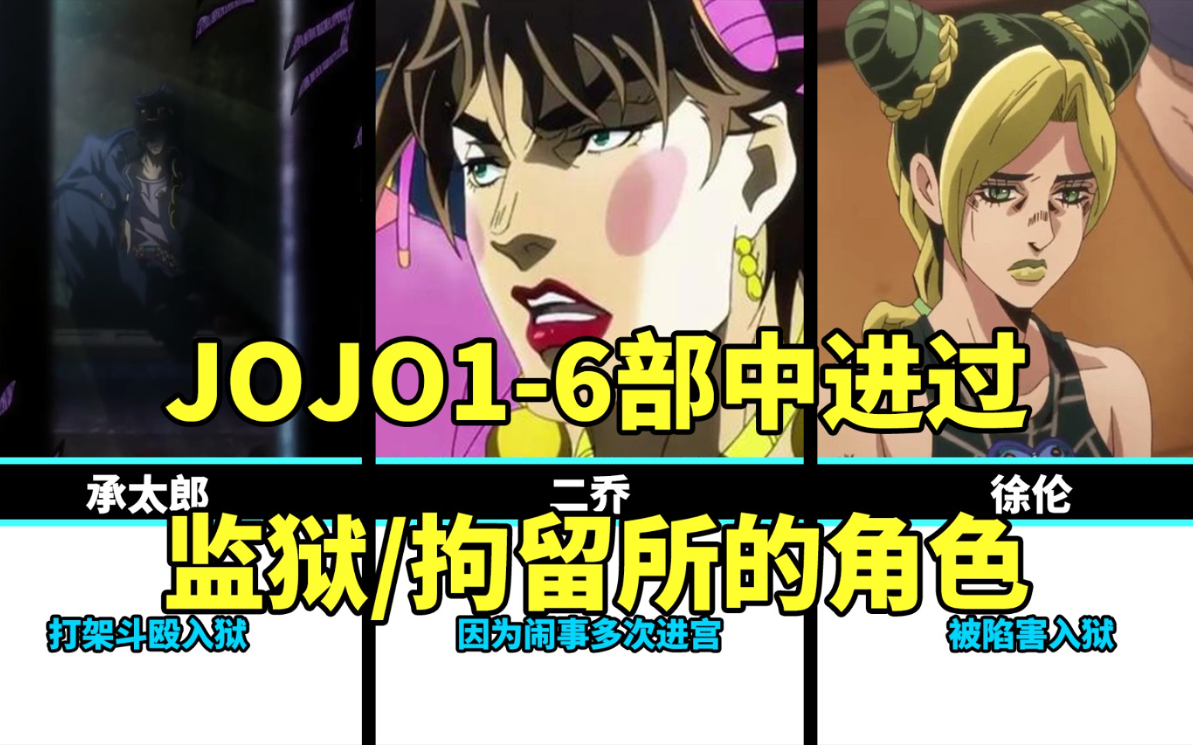 JOJO16部中进过监狱/拘留所的角色,有些人属于是惯犯了哔哩哔哩bilibili