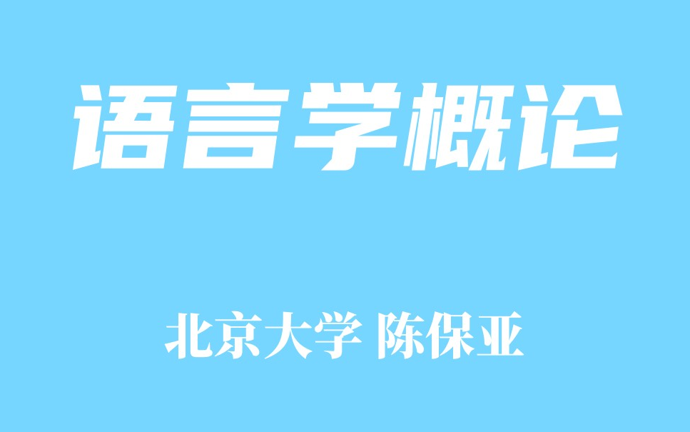 [图]【精品课程】语言学概论 北京大学  陈保亚