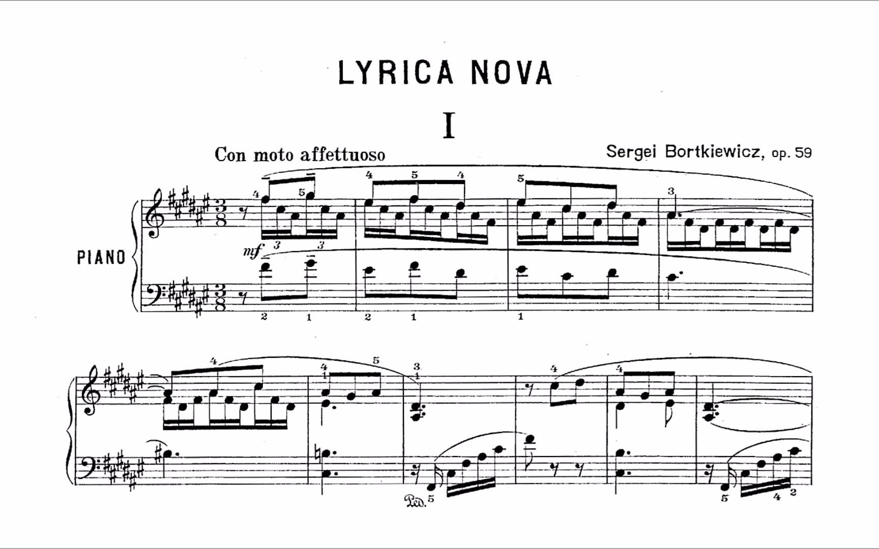 [图]【钢琴】波特凯维茨 - Lyrica Nova Op.59 Sergei Bortkiewicz - Lyrica Nova Op.59