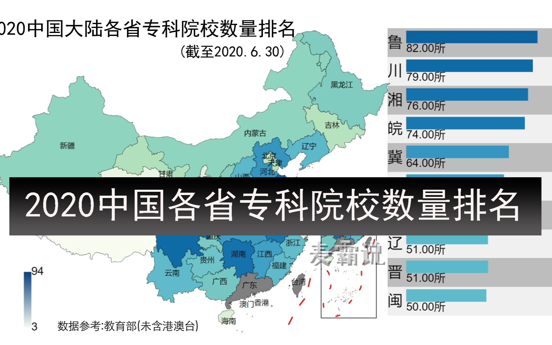 大力发展职业教育,各省跟上步伐了么?2020中国各省高职专科院校数量排名 大学 中国地图 地理哔哩哔哩bilibili