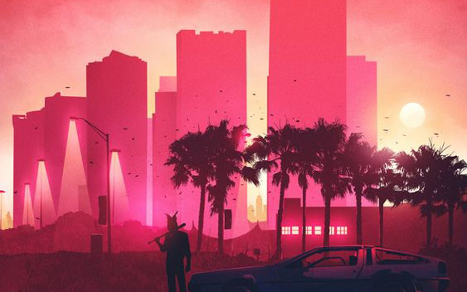 udt内部分享教你绘制80年代复古风格迈阿密风景插画