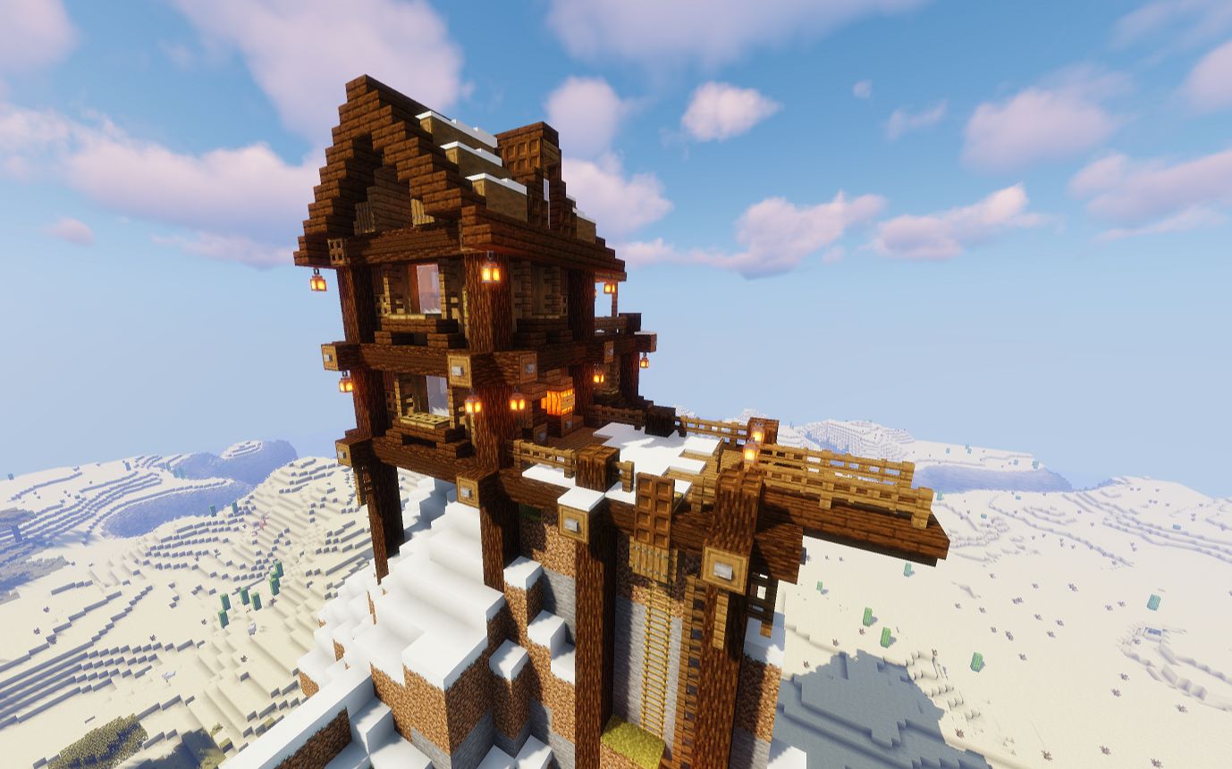 如何在山顶建造一座小屋 - minecraft