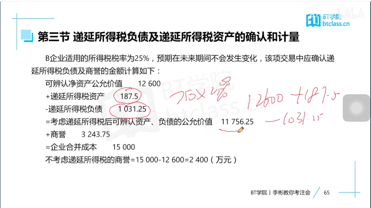 不确认递延所得税负债的情况,商誉,听不懂啊,重复看哔哩哔哩bilibili