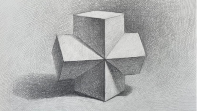素描入门-石膏几何体-立方柱相贯体教程(下)