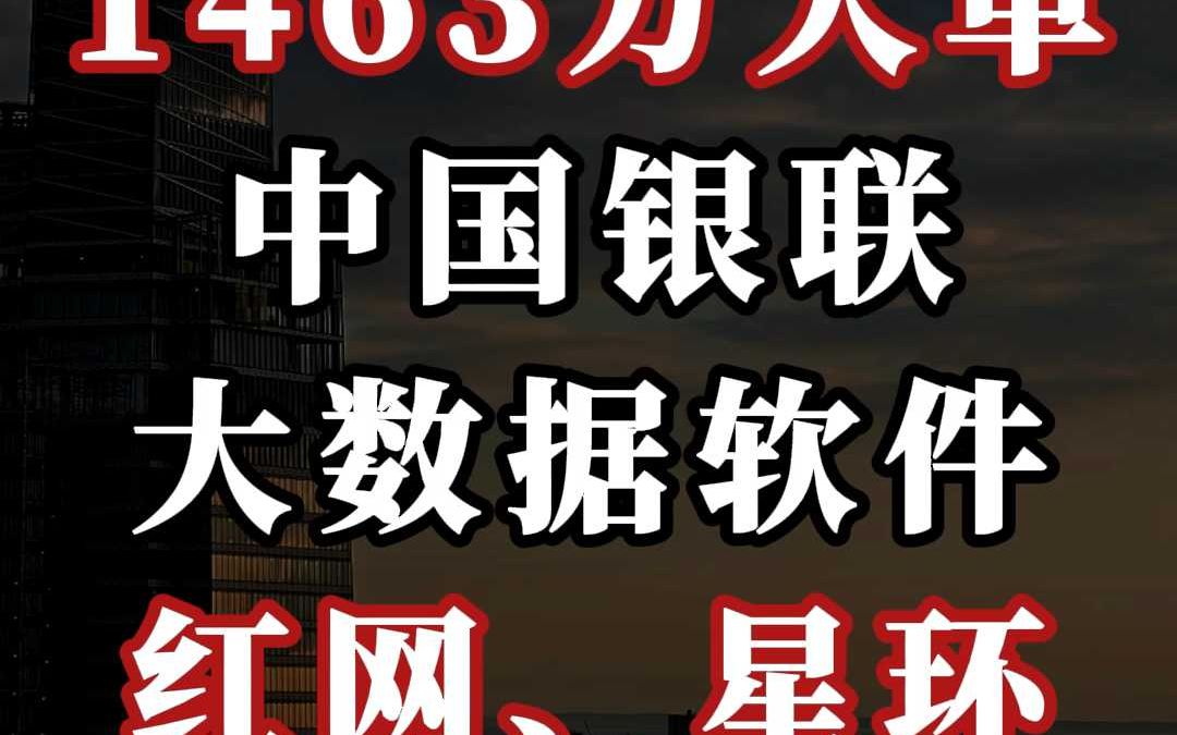 1463 万、中国银联(大数据软件)大单:红网、星环(中)哔哩哔哩bilibili