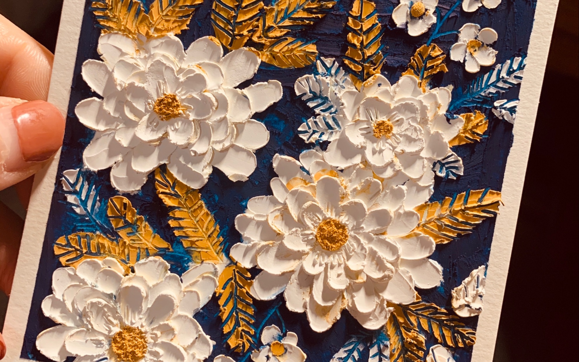 【油画棒教程】油画棒复古配色,今天是白色小花花哦